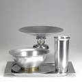 Lurelle guild kensington aluminum five pieces compote bowl with decorated brass foot vase charger and a similar tray four marked kensington compote 6 x 13 34 dia