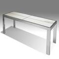Milo baughman thayer coggin chrome console table with white marble panels 27 x 60 x 19