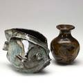 Marianna von allesch etc fish vase signed together with a barcus turned wood vase 1974 fish vase 6 12 x 8 12 x 5 12