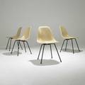 Charles and ray eames fiberglass sidechairs on original xbases unmarked 31 x 18 12 x 22