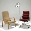 Charles eames soft pad armchair together with a thonet lounge chair and danish floor lamp eames 41 x 23 x 23