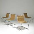 Mies van der rohe stendig set of four dining chairs with woven seats 32 x 18 12 x 32