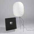 Isamu noguchi akari light sculpture with rice paper and bamboo shade on metal frame stamped mark complete with original box 56 x 19