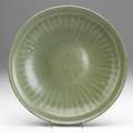 Chinese celadon porcelain bowl with paneled rays 17th18th c 12 14 dia
