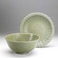Chinese celadon porcelain bowl and dish 17th18th c bowl 12 x 5 12