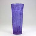 Art deco style purple glass vase with molded nude figurines in relief ca 19301940 16 12