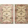 Style of william morris pair of area rugs in cream and dusty rose 20th c 48 x 72