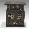 Chinese lacquer cabinet multidrawered chinoserie decoration 19th c 23 14 x 19 12 x 10 12