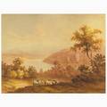 School of jan van huysum dutch 16821774 watercolor on paper of a panoramic landscape framed 18 x 24 sight