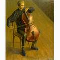 Ivan dmitriev russian 20th c oil on canvas the cello player framed signed 31 12 x 40