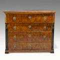 Continental chest burl wood four drawers 19th c 41 12 x 51 x 24