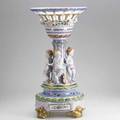Dresden porcelain centerpiece with cherub relief 20th c signed dresden 28 14
