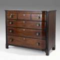 Scottish chest mahogany threeoverthree drawer configuration inlaid decoration 19th c 39 x 47 x 22