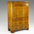 Biedermeier abattant maple inlaid drawer fronts and desk interior 19th c 65 x 47 x 21 12