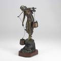 Bronze sculpture water carrier on marble base 19th20th c signed p kowaleski 16 12