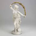 After clodion french 17341814 marble statue of a female nude holding a dore bronze garland 20th c 19 12
