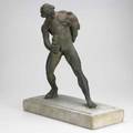 Bronze sculpture nude water carrier white marble base 19th c 9 x 20 12 x 22 12