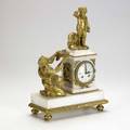 French dore bronze and marble figural clock 19th c signed dutertre paris 16 x 10 x 6 14