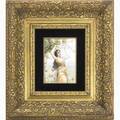 Painting on porcelain woman with cherubs gilded frame late 19thearly 20th c unmarked 3 12 x 5
