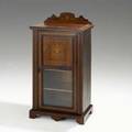 Edwardian music cabinet mahogany marquetry inlaid door and backsplash early 20th c 40 x 22 x 14
