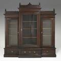 Victorian bookcase eastlakestyle with three doors in walnut ca 1880 75 x 73 x 20