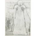 Christian holstad american b 1972 two works of art death bride wears crutches 2003 pencil on newspaper signed dated and titled 9 14 x 6 34 sheet back and forth 2003 pencil on newsp