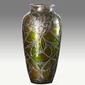 Loetz silver titania overlaid glass vase unsigned 10 12 x 5 14