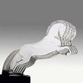 Lalique cinq chevaux clear pinkish glass mascot inner crack to base inside original metal mount originally designed for citroens new cinq chevaux 5cv motorcar this mascot became the icon for la