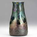Clement massier vase with lustrous glaze blossoms signed clement massier golfe juan 9 12 x 5