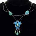 Charles ashbee silver turquoise and enameled necklace unsigned total length 17