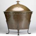 Birmingham guild of handicraft hammered copper and bronze covered coal bucket unmarked 19 x 17