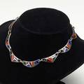 Kalo silver and enamel necklace c 1920 stamped handwrought sterling kalo total length 15 12