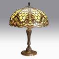 Williamson table lamp with leaded glass shade unmarked 27 14 x 20