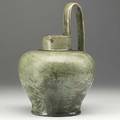 Fulper jug in leopard skin crystalline glaze several grinding chips to footring incised vertical racetrack mark 11 12 x 7 34