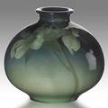 Sallie toohey rookwood sea green vessel with dogwood blossoms 1900 flame marks1619artists cipherg 5 x 5 34