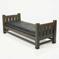 L and jg stickley onondaga shops chestnut day bed with black leather cushion ca 1902 unmarked 28 12 x 79 14 x 29 12