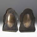 Albert berry pair of hammered copper bookends excellent original patina stamped berrys craftshop their mark seattle 8 14 x 6