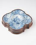Blue Transferware Divided Condiment Dish