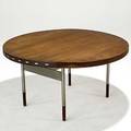 Finn juhl attr unusual solid teak and stainless steel dropleaf cocktail table unmarked 21 12 x 32 x 24 closed