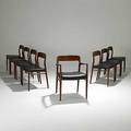 Niels o moller jl moller mobelfabrik set of eight dining chairs one arm seven side unmarked armchair 30 14 x 22 34 x 22 side 29 12 x 20 x 19