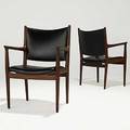 Hans wegner johannes hansen pair of teak and leather armchairs johannes hansen tags 35 12 x 26 14 x 21 12