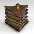 Otar usa unusual stacked brass and copper lidded box c 1920 stamped otar usa patent pend inscribed 266818982 5 x 5