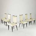 French set of six ebonized dining chairs unmarked 40 x 19 x 17