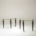 Garouste  bonetti pair of symphony wood bronze and glass console tables each bronze element stamped gb 29 14 x 48 x 18 12