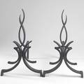 Raymond subes pair of castiron andirons unmarked 15 34 x 9 x 20