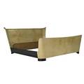 European art deco parchmentcovered queensize bed on black lacquered base unmarked total 39 x 80 12 x 90 12 interior 65 12 x 83