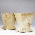 Parchment pair of planters unmarked 12 14 x 10 sq