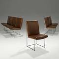 Milo baughman thayer coggin set of eight tubular steel dining chairs embossed leather upholstery unmarked 36 x 19 x 22 34