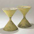 Willy guhl eternit switzerland pair of hour glassshaped architectural composite planters one stamped 4 24 x 17 12 dia