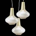Paolo venini venini hanging fixture of three cased glass pendants with original brass ceiling cap unmarked shades 13 12 x 11 dia